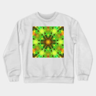 Mosaic Kaleidoscope Flower Green Yellow and Orange Crewneck Sweatshirt